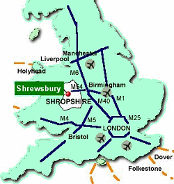 Town of Shrewsbury in Shropshire England